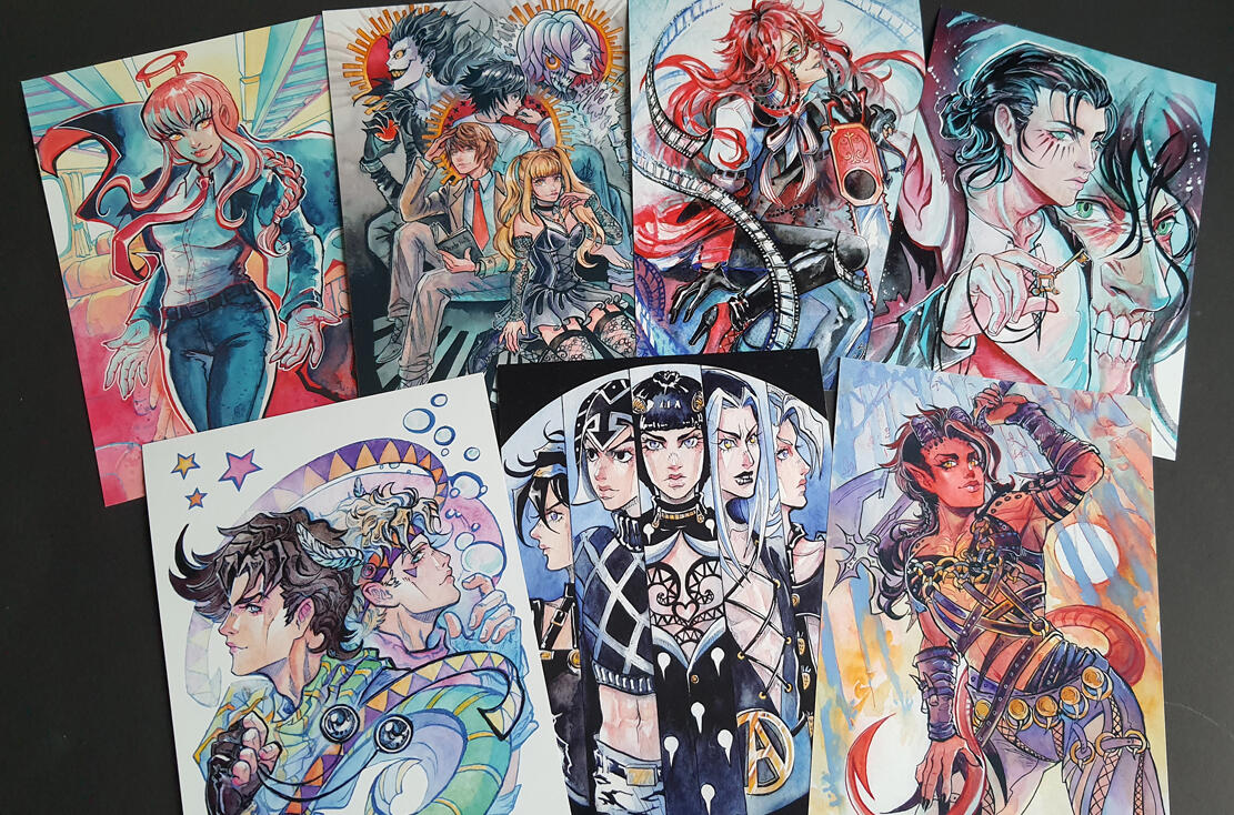 ●Watercolor Artwork Prints● Featuring: Makima from Chainsaw Man, Death Note, Grell from Black Butler, Eren from Attack On Titan, Joseph, Caesar and Bruno Gang from Jojo's Bizarre Adventure, Karlach from Baldurs Gate 3 ●●●